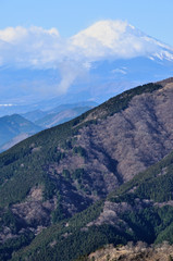 Obraz na płótnie Canvas 大山の表参道より望む富士山と二ノ塔