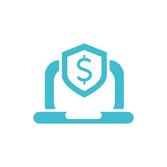 laptop shield money business finance color silhouette