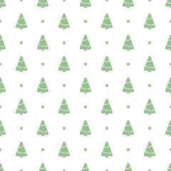 Obraz premium Seamless vector pattern for Christmas with cute little trees and dots.