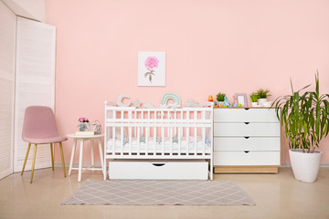 Interior of modern baby room