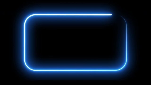 Glowing neon abstract light frame background. Blue fluorescent border. 3D Render