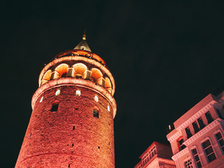 galata tower at night