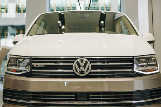 Berlin, August 29, 2018: Close-up new multivan presented at the official Auto Show Drive - Group Forum in Berlin.