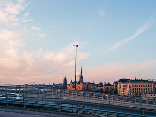 sunset over the city stockholm