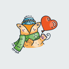 Cute doodle fox. Hand drawn vector illustration