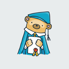 Cute doodle bear pupil. Hand drawn vector illustration