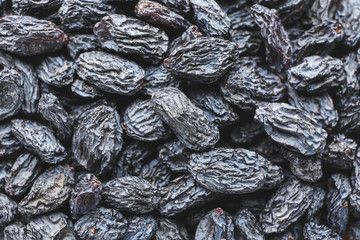 Heap of tasty raisins, closeup