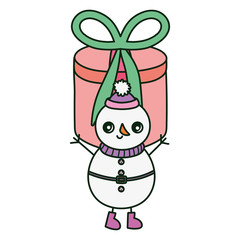 snowman gift box surprise merry christmas