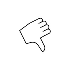 Thumb down hand finger icon. Simple line, outline vector of hand icons for ui and ux, website or mobile application