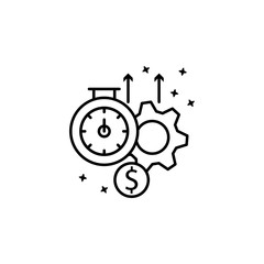 Gear dollar timer. Simple line, outline vector of motivation icons for ui and ux, website or mobile application