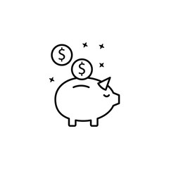 Piggy bank coin money. Simple line, outline vector of motivation icons for ui and ux, website or mobile application