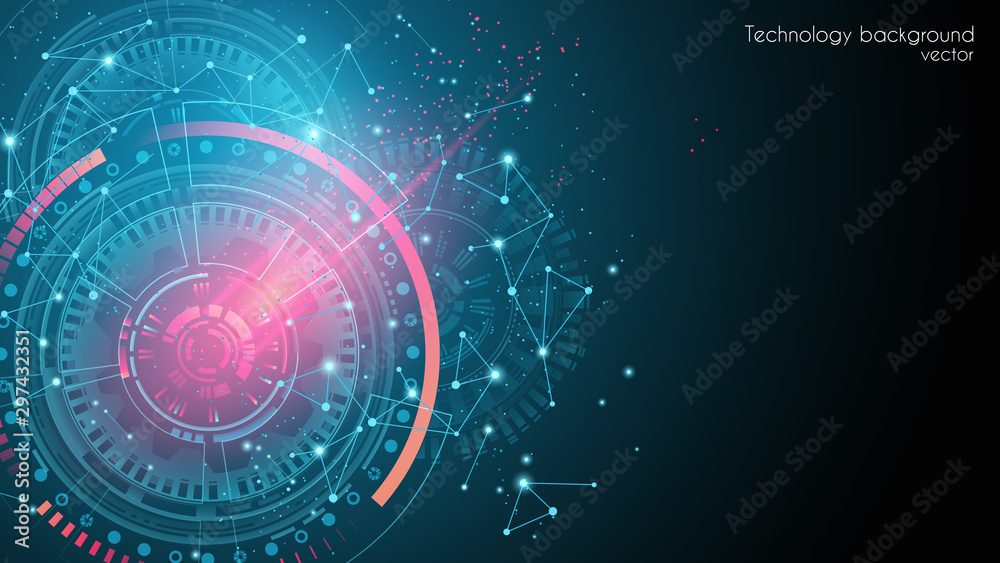 Wall mural hi-tech vector illustration. futuristic software radar display. hud user interface. abstract dark bl
