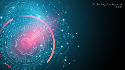 Hi-tech vector illustration. Futuristic software radar display. HUD user interface. Abstract dark blue technology background. Energy loading scale. Science and space technology.