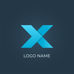 Letter X origami logo isolated. Alphabet vector image
