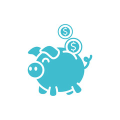 piggy bank coins money business finance color silhouette