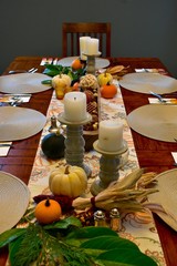 Fancy dining table decorated for festive family holiday