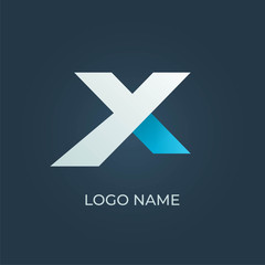 Letter X origami logo isolated. Alphabet vector image