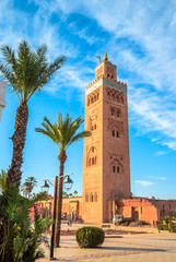 Obraz premium Koutoubia Mosque minaret in old medina of Marrakech, Morocco