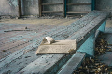 City ghost Pripyat. Chernobyl Exclusion Zone. The accident at the Chernobyl nuclear power plant. The consequences of the accident. Yellow radiation sign. Dangerous territory. Infection with radiation.