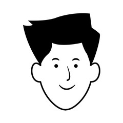 Cartoon man face icon, flat design