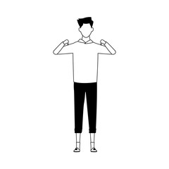 avatar happy man standing icon, flat design