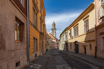 Fototapeta na wymiar Old street of the Hungarian town