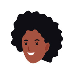 cartoon woman with curly hair icon, flat design