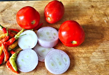 fresh vegetables on a chopping board