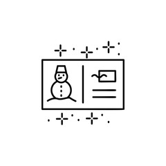 Postcard snowman icon. Simple line, outline vector of winter vacation icons for ui and ux, website or mobile application