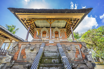 Gedong Kemoning Pavilion Wrapped in Poleng Cloth at Pura Penataran Sasih, Once it was State temple...