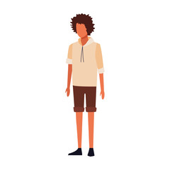 avatar man with curly hair, flat design