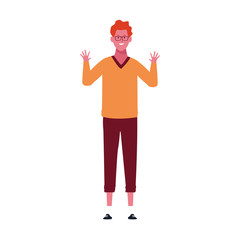 cartoon man standing icon, flat design