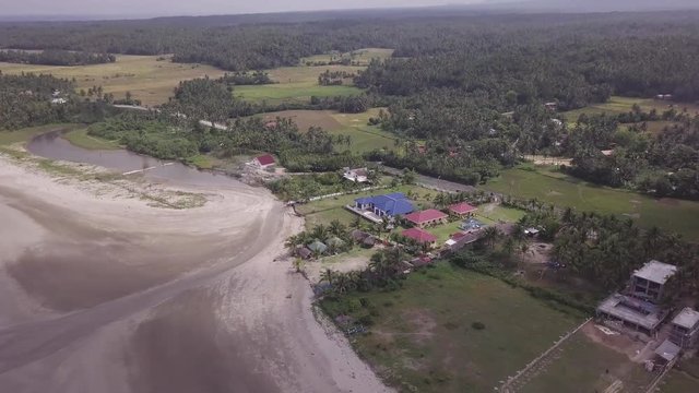 Aerial view of some buildings in the coast of Philippines.
