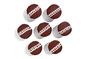 overhead view of chocolate snack cakes