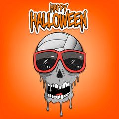 Happy Halloween. Volleyball ball with skull