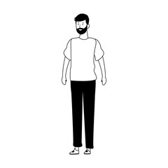 avatar man with beard icon, flat design