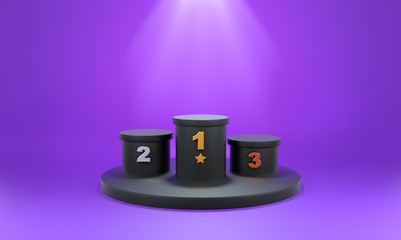 3D Empty podium illustration - Winners Podium - Purple stage podium