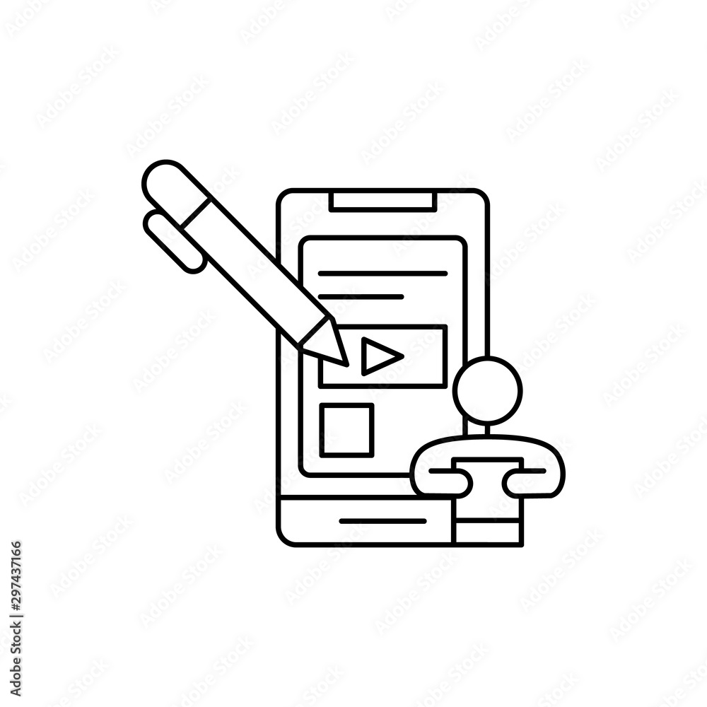 Poster computer, technology, smartphone, user icon. simple line, outline vector of computer technology icon