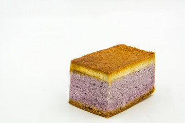 Taro Flavor Cake Isolated on White Background