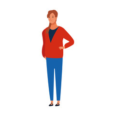 cartoon adult woman wearing casual clothes, colorful design