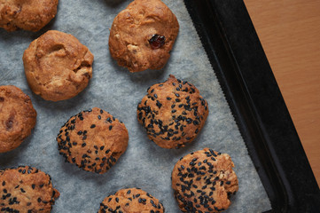 Homemade cookies in the baking tray