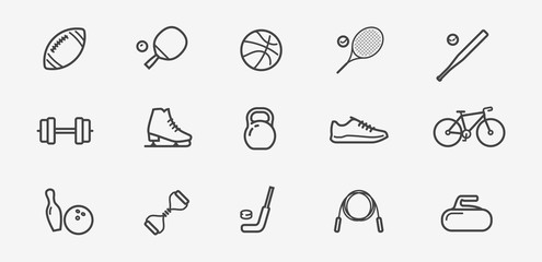Sport icon set. Fitness, workout, gym symbol. Vector illustration