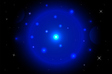 Blue black space stars illustration. Use for modern design, cover, template, decorated, brochure.