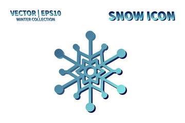 Snowflake vector icon. Christmas and winter snow flake element. Isolated flat new year holiday decoration illustration. Cold weather object design silhouette symbol