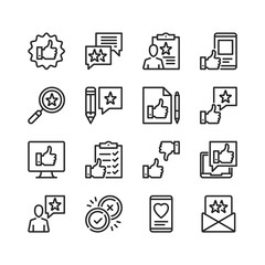 Customer feedback line icons. Modern stroke, linear elements. Outline symbols collection. Premium quality. Pixel perfect. Vector thin line icons set