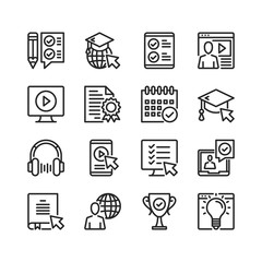 Digital learning line icons. Modern stroke, linear elements. Outline symbols collection. Premium quality. Pixel perfect. Vector thin line icons set