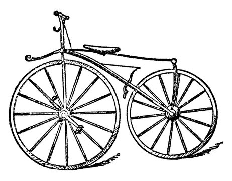 Boneshaker Bicycle, vintage illustration.