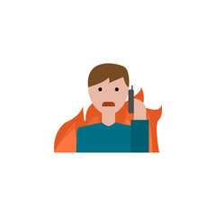 Disaster, man, call icon. Simple line, outline vector of wildfires icons for ui and ux, website or mobile application