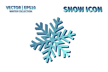 Snowflake vector icon. Christmas and winter snow flake element. Isolated flat new year holiday decoration illustration. Cold weather object design silhouette symbol