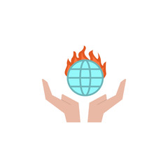 Hands, fire, globe icon. Simple line, outline vector of wildfires icons for ui and ux, website or mobile application